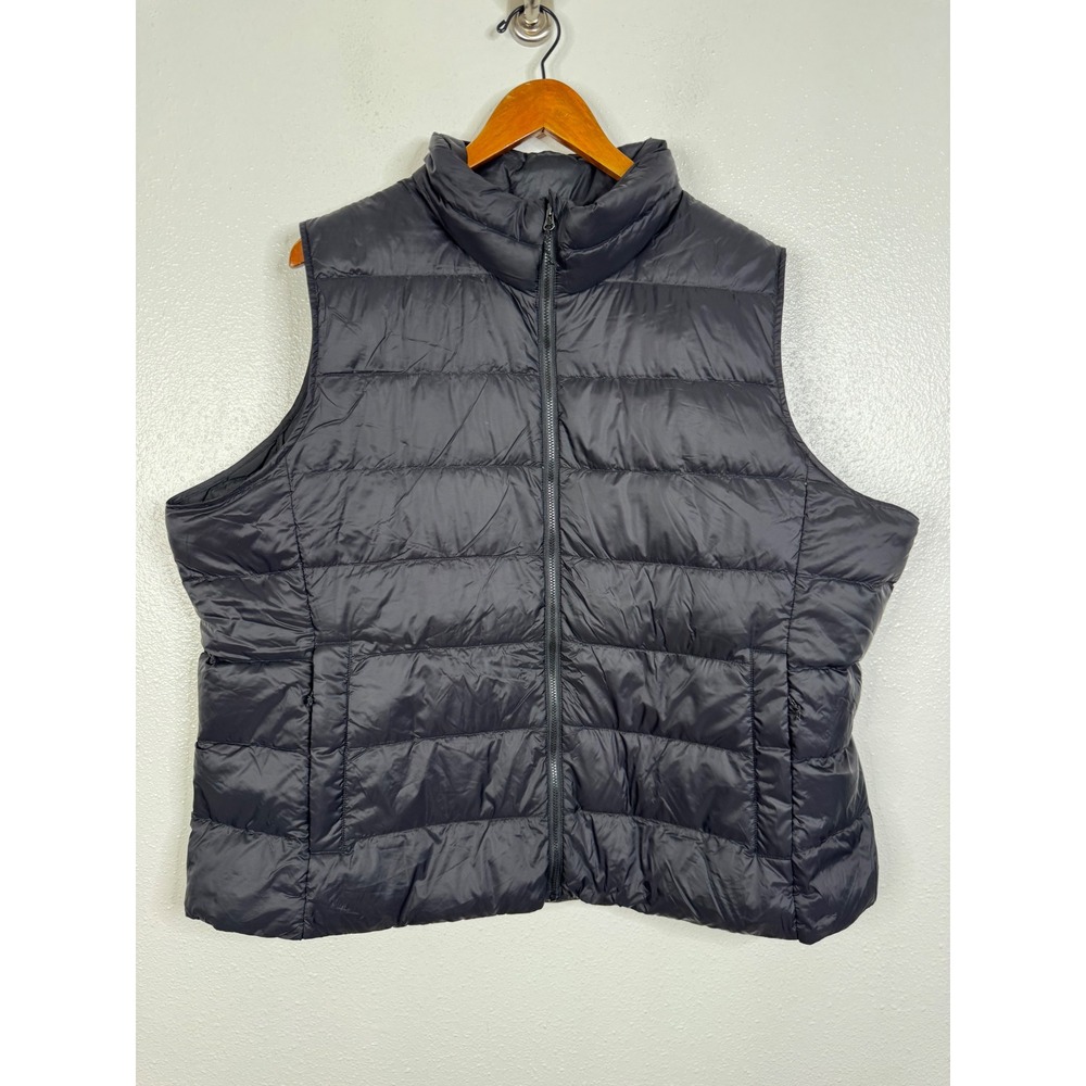Eddie Bauer Womens Black 650 Down Puffer Vest 2XL Full Zip Quilted Outerwear
